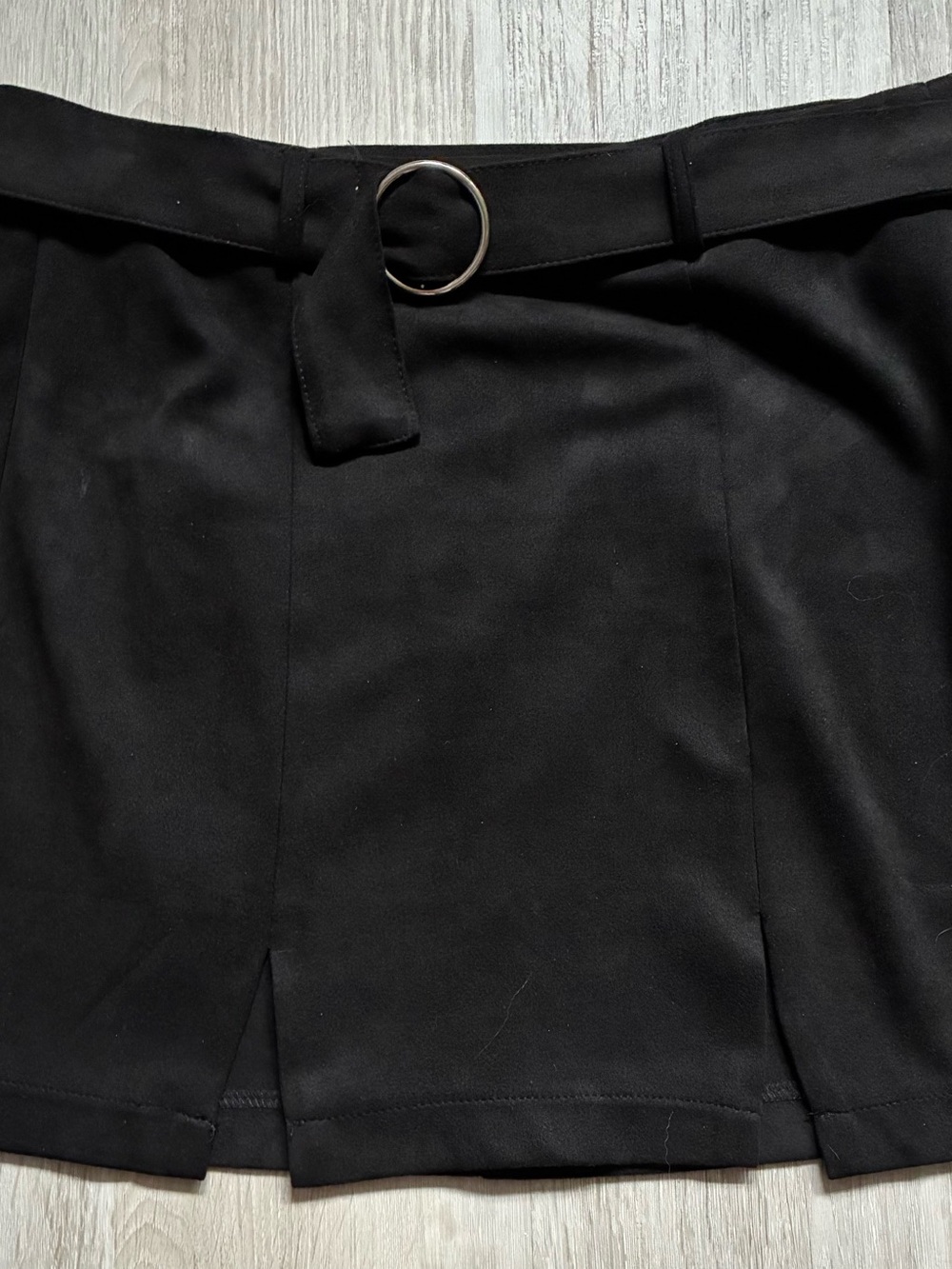 Black Mini Skirt with Silver Ring Belt
